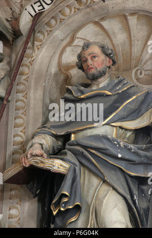 Saint Dominique, statue sur l'autel principal à l'église de l'Assomption à Sveta Marija na Muri, Croatie Banque D'Images