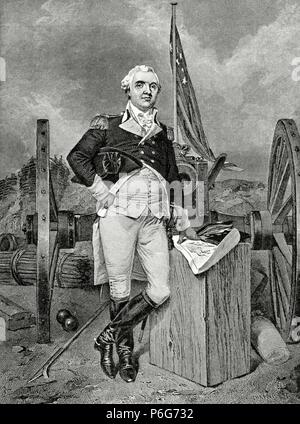 Savoir Henry (1750-1806). Officier militaire de l'armée continentale et plus tard l'armée des États-Unis. La gravure. Guerre d'Indépendance américaine. 18e siècle. Banque D'Images