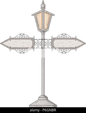 Lampe Vintage poster. Croquis dessinés à la main, Illustration de Vecteur