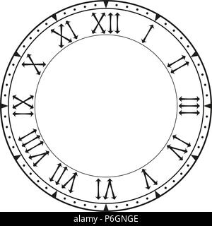 D'horloge. Réveil en blanc noir avec chiffres romains Illustration de Vecteur