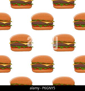 Hamburger. Dessin de couleur comme motif transparent Illustration de Vecteur