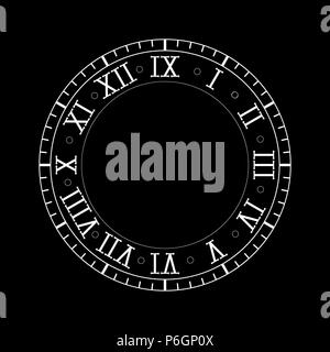 Horloge avec chiffres romains. Vector illustration sur fond noir Illustration de Vecteur