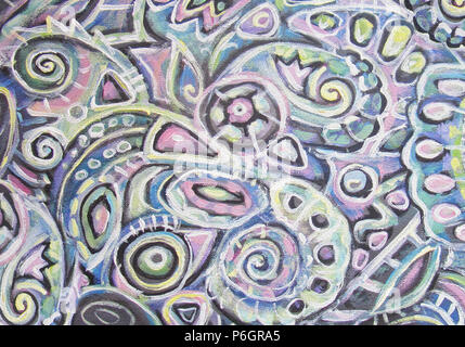 La peinture abstraite. Toile. Des motifs psychédéliques. Modèle de printemps. Utilisé pour les textiles,pour le papier peint, trames, l'arrière-plan de la page web. Tu Banque D'Images