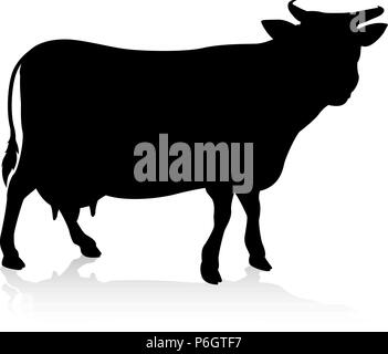 Silhouette d'animaux de ferme vache Illustration de Vecteur