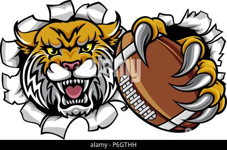 Football américain Wildcat Mascot Illustration de Vecteur