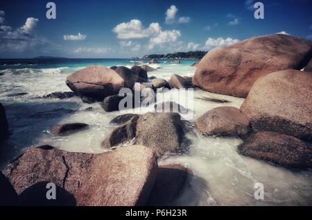 Strand Anse Lazio, Praslin, Kuba, Afrika, Indischer Ozean Banque D'Images