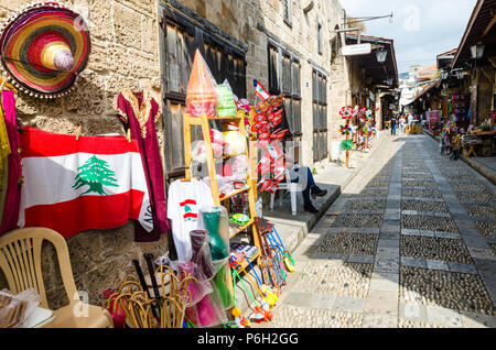 Historique Vieux Souk de Byblos, Jbeil, Liban Banque D'Images