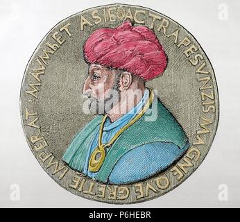 Mehmet III (1429-1481), Istanbul, appelé Fatih (Conquérant). Le turc Sultan ottoman (1451-1481). Conquis Constantinople. Gravure en couleur. Historia Universal, 1881. Banque D'Images