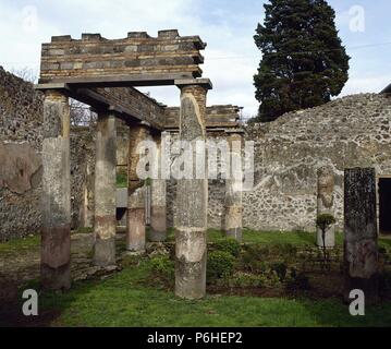 L'Italie. Pompéi. Villa de Diomède. Atrium, péristyle. Banque D'Images