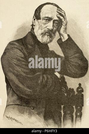 Giuseppe Mazzini (1805-1872). Homme politique italien, militant pour l'unification de l'Italie. Gravure par Klose. Historia Universal, 1883. Banque D'Images