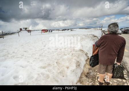 Estacion invernal en la cima de la Torre 1991 métros, Serra da Estrela, Beira Alta, Portugal, Europa. Banque D'Images