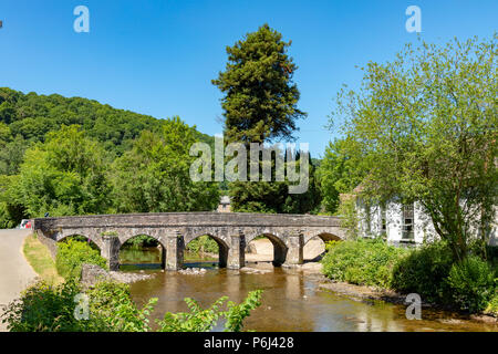 Angleterre Somerset Dulverton, 27 juin 2018 Vieux pont de pierre sur la rivière Barle Banque D'Images