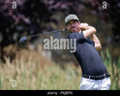 Potomac, MD, USA. 30 Juin, 2018. Sam Ryder tees off sur le 6e trou lors de la troisième ronde de la nationale de Quicken Loans à PTC Potomac Potomac, MD. Justin Cooper/CSM/Alamy Live News Banque D'Images