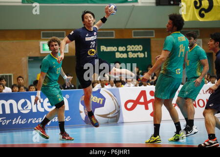 Général Ota-City Gymnase, Tokyo, Japon. 29 Juin, 2018. Jin Watanabe (Japon), le 29 juin 2018 - Handball : match international entre le Japon 30-31 Brésil Ota-City au grand gymnase, Tokyo, Japon. Credit : Sho Tamura/AFLO SPORT/Alamy Live News Banque D'Images