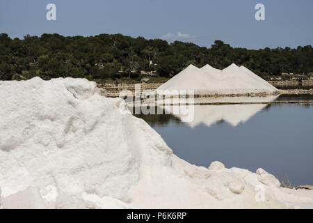 Salinas de Sa Vall o de la Colonia de Sant Jordi fils las segundas más antiguas del mundo (Siglo IV a. C.), Ses Salines, Mallorca, Islas Baleares, Espagne. Banque D'Images