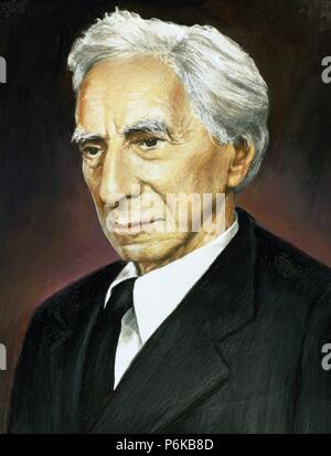 Bertrand Russell (1872-1970). Mathématicien et philosophe britannique. Prix Nobel de Littérature en 1950. Portrait. L'aquarelle. Banque D'Images