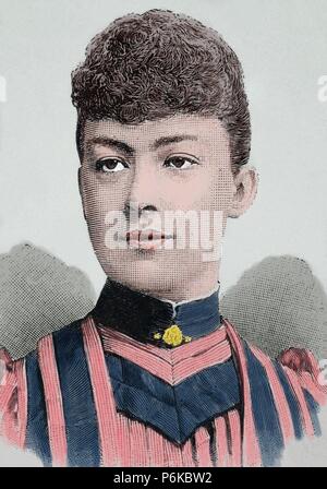 Marguerite Louise Marie Françoise d'Orléans (1869-1940), Duchesse de Magenta et de la princesse d'Orléans. Épouse de Marie Armand Patrice de Mac Mahon (1855-1927). Portrait. Gravure, 1896. De couleur. Banque D'Images