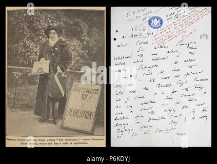 1910 Sophia-Suffragette Duleep-Singh-de-tl. Banque D'Images