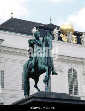 Joseph II (1741-1790). Saint Empereur Romain. Statue équestre, 1795-1807, dans la région de Anna Höhe, par Franz Anton von Zauner (1746-1822). Vienne. L'Autriche. Banque D'Images