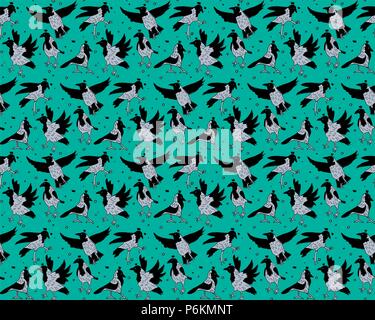 Corbeaux dans gris ciel oiseaux couronnes motif transparent Illustration de Vecteur