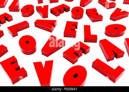 3d de fond faite d'ordinateur rouge rendus lettres L O V E brouillés et isolé répliquées Banque D'Images