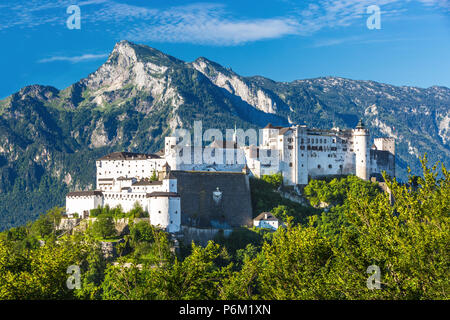 Belle vue sur les toits de Salzbourg avec Festung Hohensalzburg en été, Salzbourg, Autriche Banque D'Images