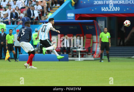 Kazan, Russie, 30 juin 2018 : Lionel Messi en action au cours de la première série de 16 étaient la France et l'Argentine joue une coupe du monde dans laquelle la France et l'Argentine 3 4 La campagne de l'Argentine a pris fin que la France a fait une victoire par 4-3. Seshadri SUKUMAR Crédit : Seshadri SUKUMAR/Alamy Live News Banque D'Images