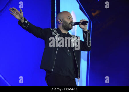 Rome, Italie. Jun 30, 2018. Giuliano Sangiorgi de Negramaro effectue live au Stadio Olimpico à Rome, Italie. Credit : Mariano Montella/Pacific Press/Alamy Live News Banque D'Images