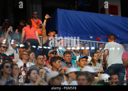 Volgograd, Russie. 28 Juin, 2018. Au cours de la réaction des fans de la Coupe du Monde de la FIFA, Russie 2018 Groupe H match entre le Japon 0-1 Pologne à Volgograd Arena de Volgograd, Russie, le 28 juin 2018. Mm. Kenzaburo Crédit : Matsuoka/AFLO/Alamy Live News Banque D'Images