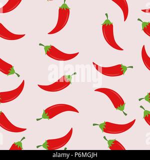 Red chili pepper seamless pattern. Vector illustration. Fonds d'alimentation à partir de légumes. Fond rose. Illustration de Vecteur