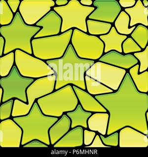 Abstract vector background mosaïque de vitraux - green stars Illustration de Vecteur