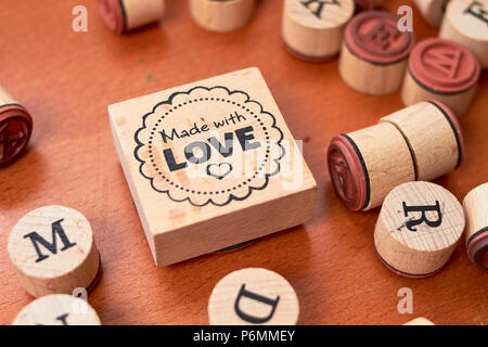 En bois Scrapbooking stamp set Banque D'Images