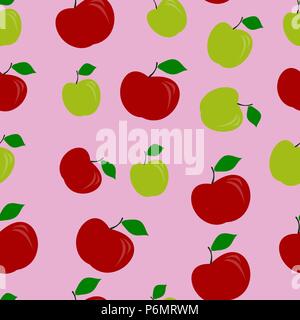 Modèle d'Apple sans couture. Vector illustration. Fonds d'aliments à base de fruits. Fond rose. Illustration de Vecteur