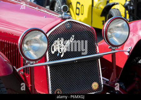 Vintage 1930 Alfa Romeo au festival volant à Bicester Heritage Centre. Oxfordshire, Angleterre Banque D'Images