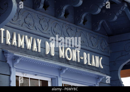 Le Tramway du Mont Blanc (TMB) est la montagne la plus haute ligne de chemin de fer en France. Sation de train. La France. Banque D'Images