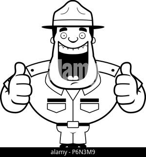 Un cartoon illustration d'un sergent instructeur donnant deux pouces vers le haut. Illustration de Vecteur