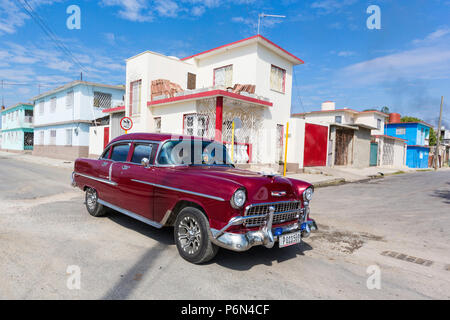 Classic 1955 Chevrolet Bel Air Taxi, connu localement sous le nom de 'almendrones' dans la ville de Cienfuegos, Cuba. Banque D'Images