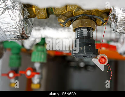 Système d'approvisionnement en eau et de chauffage de la chambre Banque D'Images