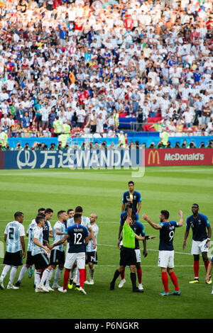 La France bat l'Argentine en huitièmes de finale de la Coupe du Monde de 2018 à Kazan, Russie. Photo : Stephen Lioy Banque D'Images