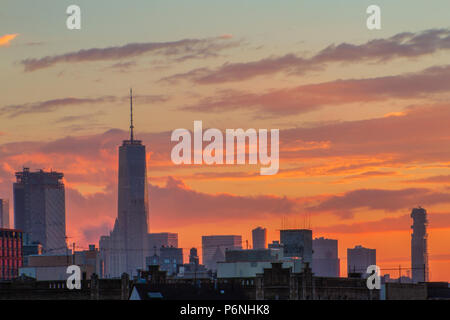 Williamsburg, Brooklyn's sur le centre-ville de Manhattan Banque D'Images