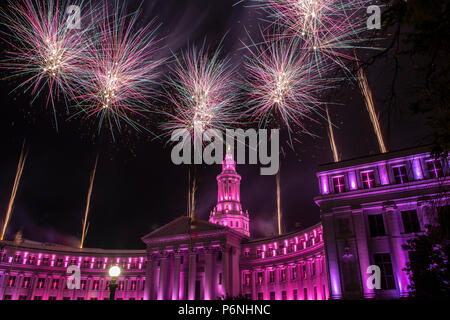 Denver City & County Building et d'artifice, Indépendance Saint Sylvestre, Denver, Colorado USA Banque D'Images