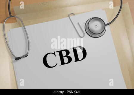 3D illustration de CBD titre sur un document médical Banque D'Images