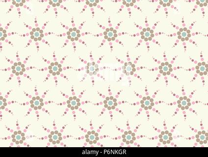 Rose et Brown circle flower pattern sur couleur pastel. Style vintage et doux pour la conception. Illustration de Vecteur