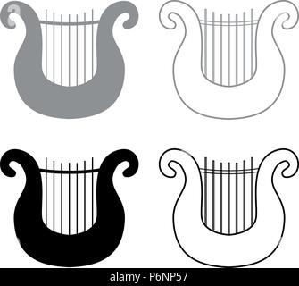 Harpe icon set couleur gris noir style télévision je simple image Illustration de Vecteur