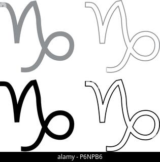 Symbole zodiacal Capricorne icon set couleur gris noir style télévision je simple image Illustration de Vecteur