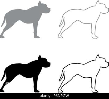 Pit-bull terrier icon set couleur gris noir style télévision je simple image Illustration de Vecteur