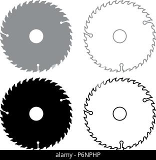 Disque circulaire de couleur gris noir icon set I télévision image simple style Illustration de Vecteur