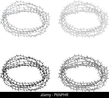 Couronne d'épine ou du fil de fer barbelé icon set couleur gris noir style télévision je simple image Illustration de Vecteur
