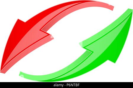 Les flèches rouges et vertes refresh. Brillant 3d signes en mouvement circulaire Illustration de Vecteur