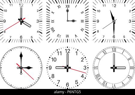 D'horloge. Jeu de ronds et carrés Illustration de Vecteur